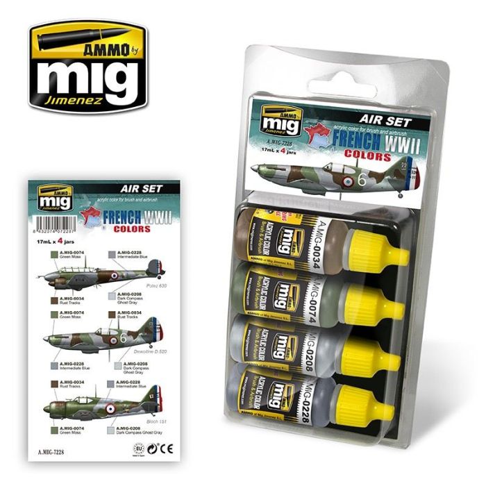 FRENCH WWII AIRCRAFT COLORS 4 JARS 17 ML A.MIG-7228