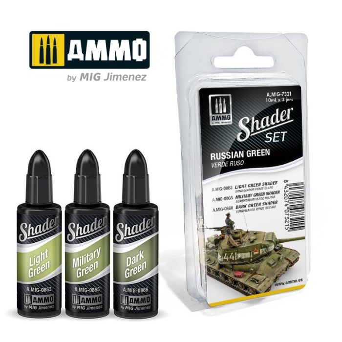 SHADER SET RUSSIAN GREEN 3 JARS 10ML A.MIG-7321