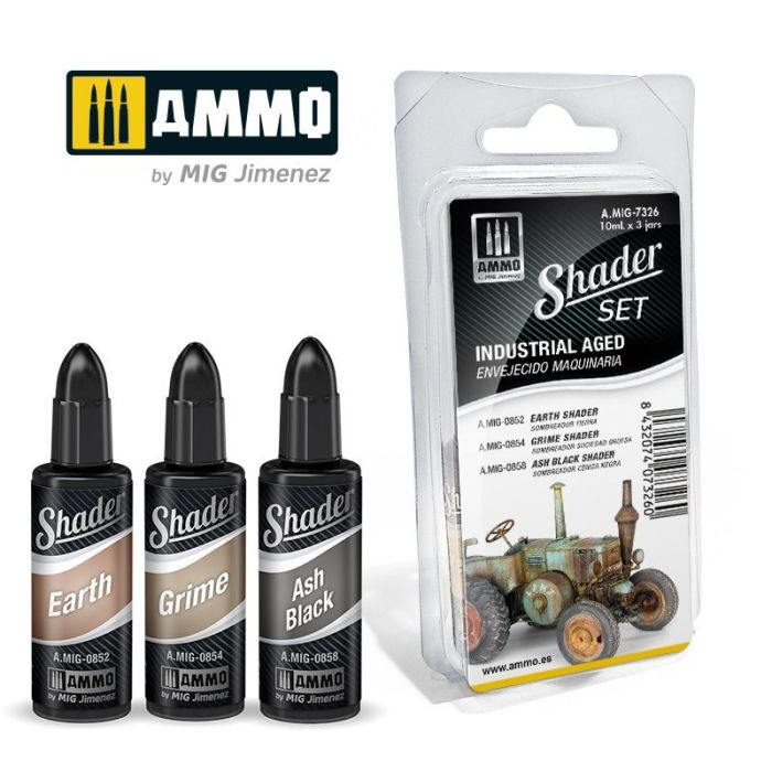 SHADER SET INDUSTRIAL AGED 3 JARS 10ML A.MIG-7326