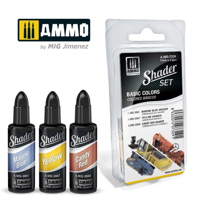 SHADER SET BASIC COLORS 3 JARS 10ML A.MIG-7329