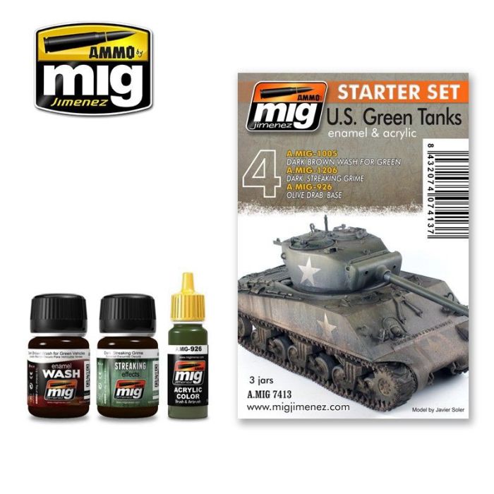 US GREEN VEHICLES SET 1 JAR 17 ML 2 JARS 35 ML A.MIG-7413