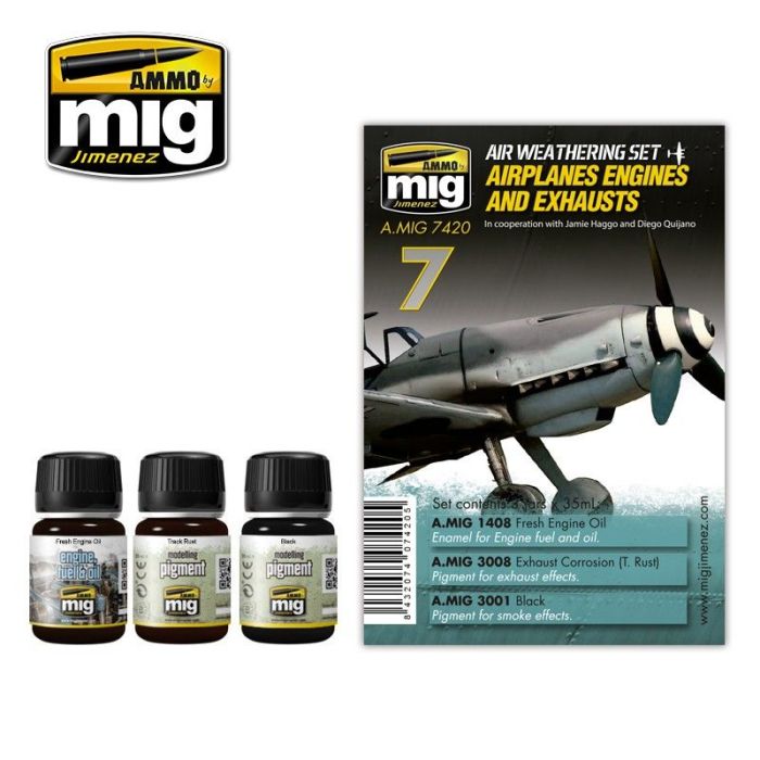 AIRPLANES ENGINES AND EXHAUSTS 3 JARS 35 ML A.MIG-7420