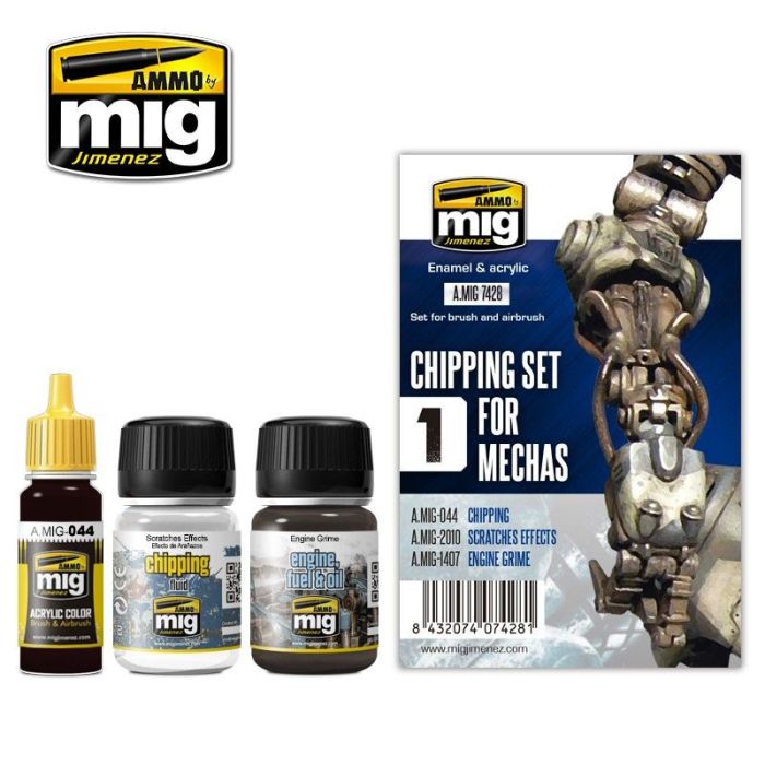 CHIPPING SET FOR MECHAS 1 JAR 17 ML 2 JARS 35 ML A.MIG-7428