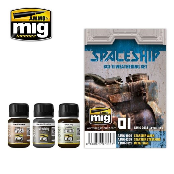 SPACESHIP SCI-FI WEATHERING SET 3 JARS 35 ML A.MIG-7444