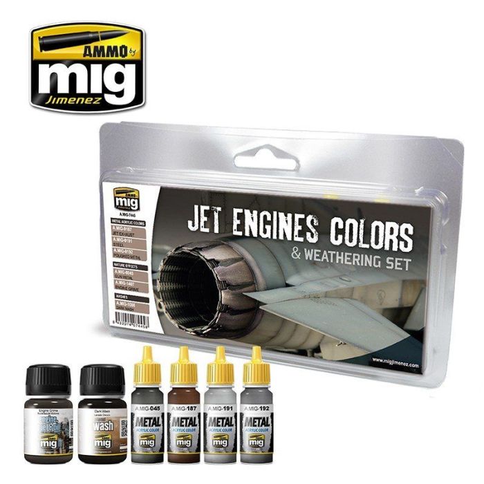 JET ENGINES COLORS WEATHERING 4 JARS 17 ML 2 JARS 35 ML A.MIG-7445