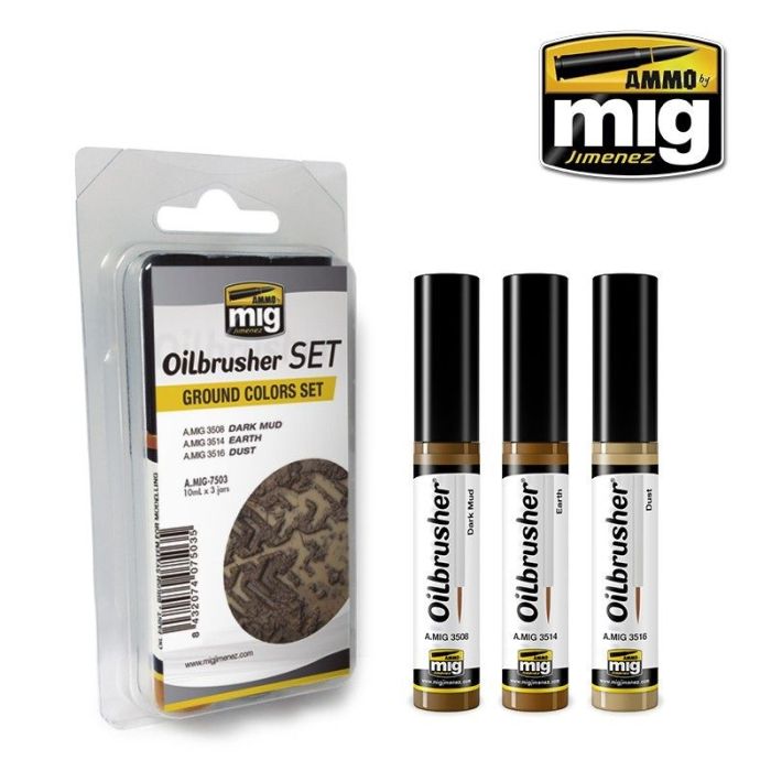 OILBRUSHER SET GROUND COLORS 3 JARS 35 ML A.MIG-7503