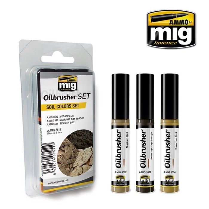 OILBRUSHER SET SOIL COLORS 3 JARS 35 ML A.MIG-7511
