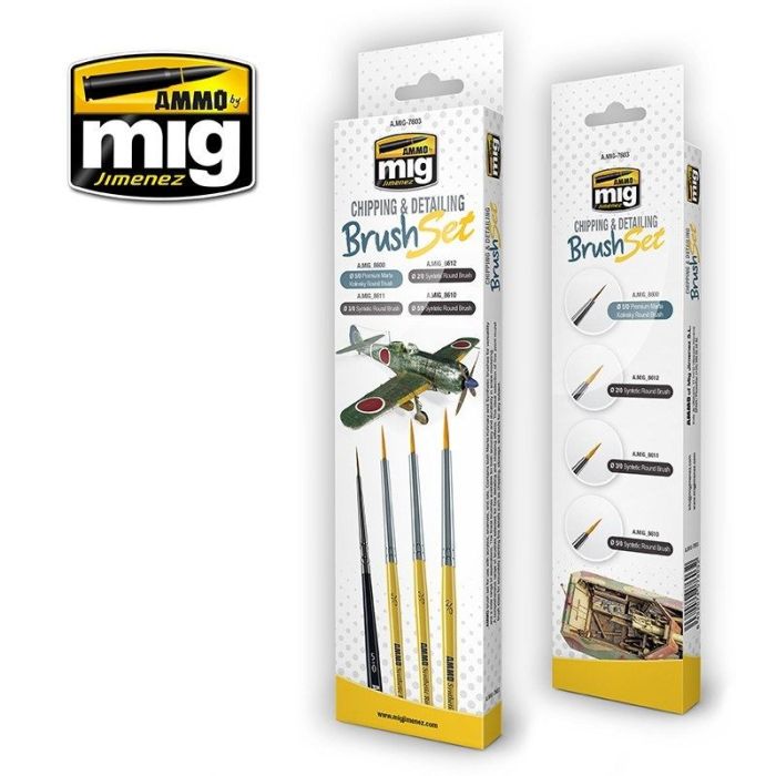AMMO BRUSH SET CHIPPING en DETAILING 4 PCS. A.MIG-7603