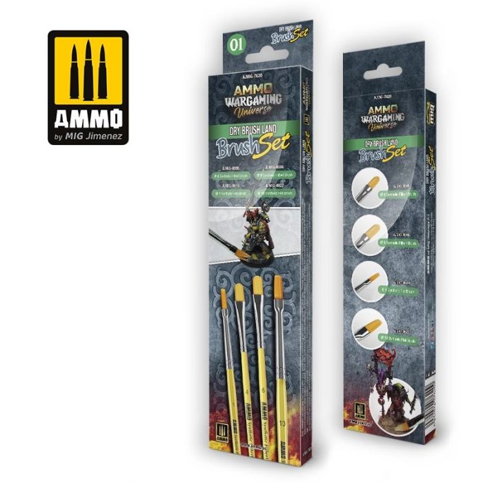 AMMO WARGAMING DRY BRUSH LAND BRUSH SET A.MIG-7620