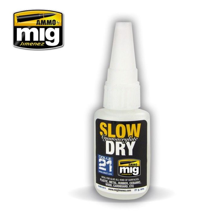 SLOW DRY CYANOACRYLATE JAR 21 GR A.MIG-8013