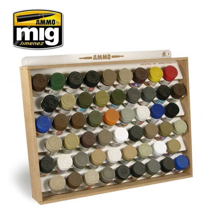 TAMIYA/GUNZE AMMO STORAGE SYSTEM 54 BOTTLES 34 MM A.MIG-8014
