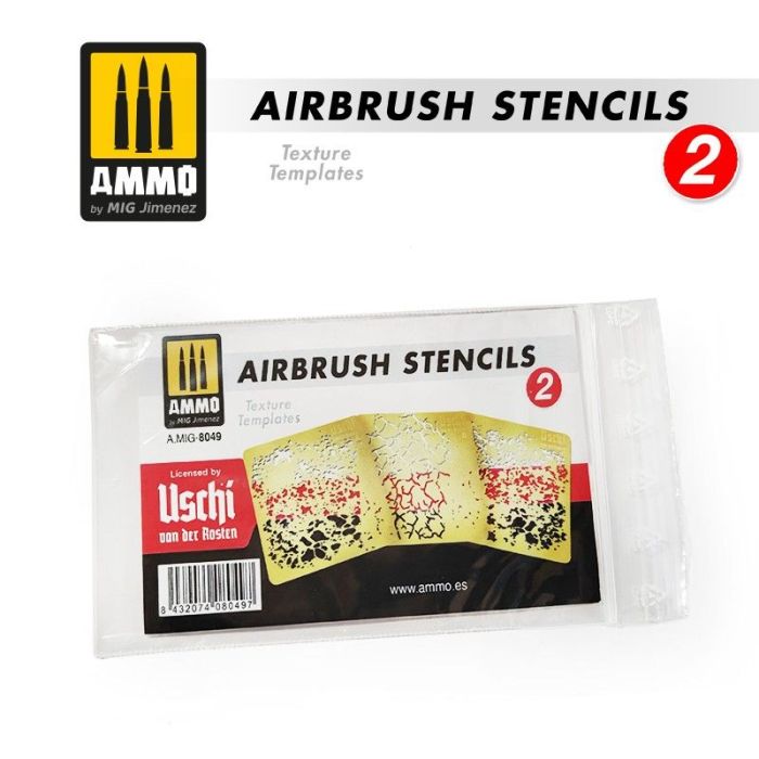 AIRBRUSH STENCILS 6X6CM / 2X2 INCHES USCHI A.MIG-8049
