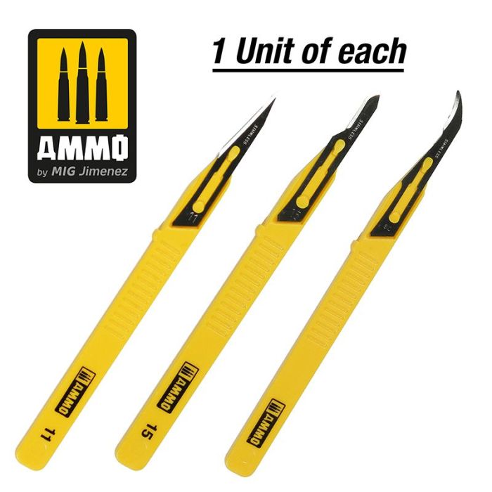 SCALPELS MINI BLADE SET STRAIGHT/CURVED/RIPPER 1 PC. A.MIG-8691