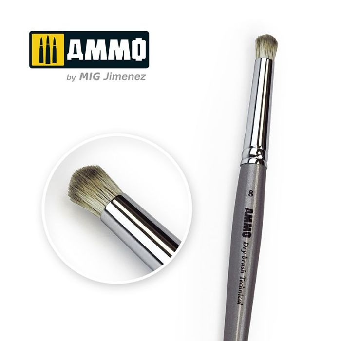 AMMO DRYBRUSH NO. 8 TECHNICAL BRUSH A.MIG-8703