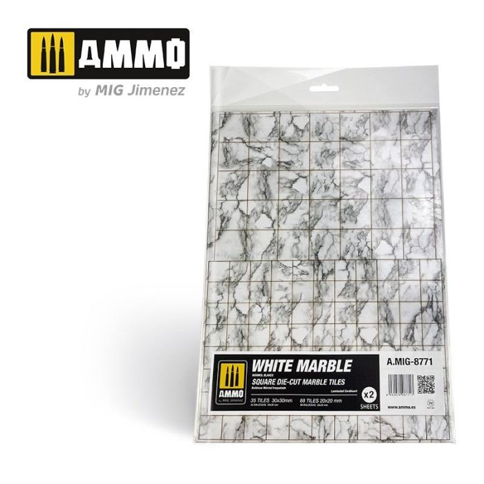 MARBLE WHITE, SQUARE DIE-CUT TILES 2 PCS. A.MIG-8771