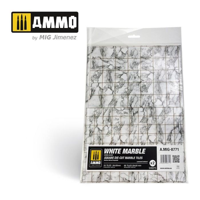 MARBLE WHITE, SQUARE DIE-CUT TILES 2 PCS. (6/23) * A.MIG-8771