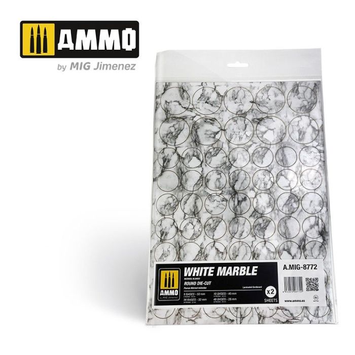 MARBLE WHITE, ROUND DIE-CUT WARGAMES 2 PCS. A.MIG-8772