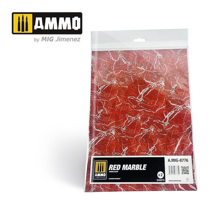 MARBLE RED, SMOOTH SHEET OF MARBLE 2 PCS. A.MIG-8776