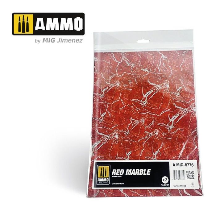 MARBLE RED, SMOOTH SHEET OF MARBLE 2 PCS. (6/23) * A.MIG-8776