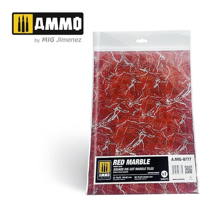 MARBLE RED, SQUARE DIE-CUT TILES 2 PCS. (6/23) * A.MIG-8777