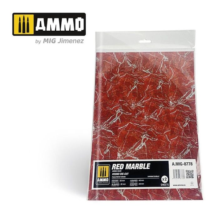 MARBLE RED, ROUND DIE-CUT WARGAMES 2 PCS. A.MIG-8778