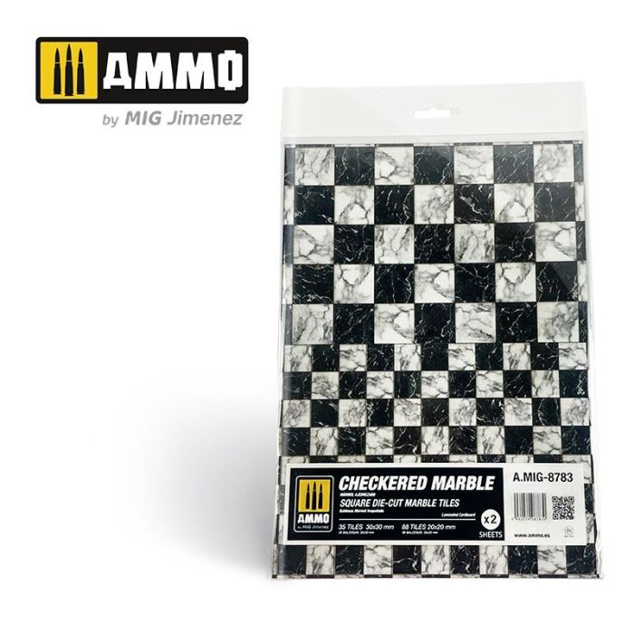 MARBLE CHECKERED, SQUARE DIE-CUT TILES 2 PCS. A.MIG-8783