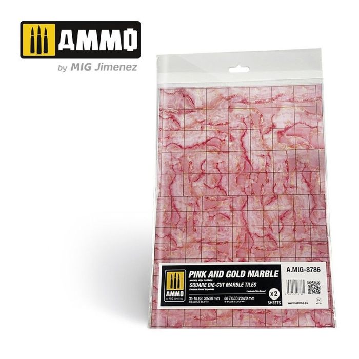 MARBLE PINK en GOLD, SQUARE DIE-CUT TILES 2 PCS. A.MIG-8786