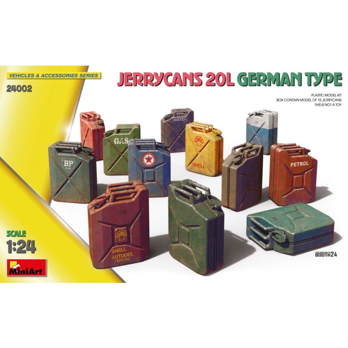1/24 JERRYCANS 20L GERMAN TYPE 12 PCS. 24002