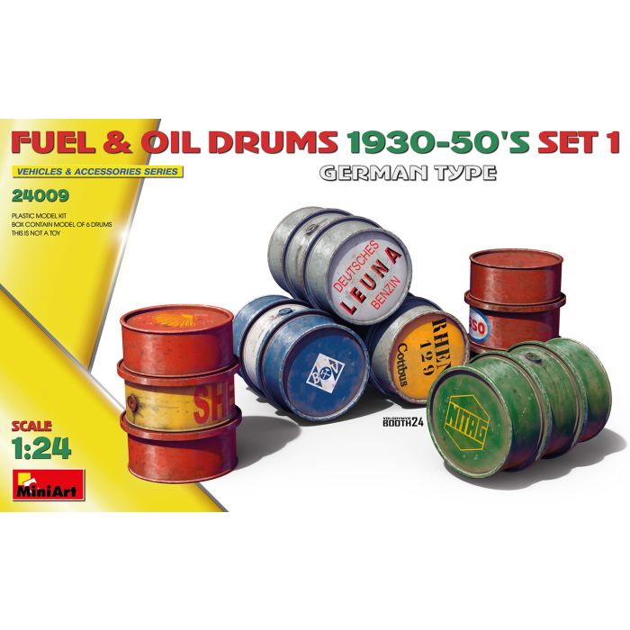 1/24 FUEL en OIL DRUMS 1930-50'S SET 1 GERMAN 6 PCS. 24009