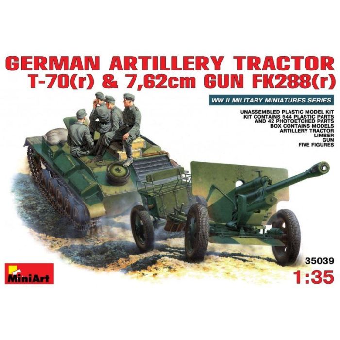 1/35 GERMAN ARTILLERY TRACTOR T-70 R en GUN W/CREW 35039