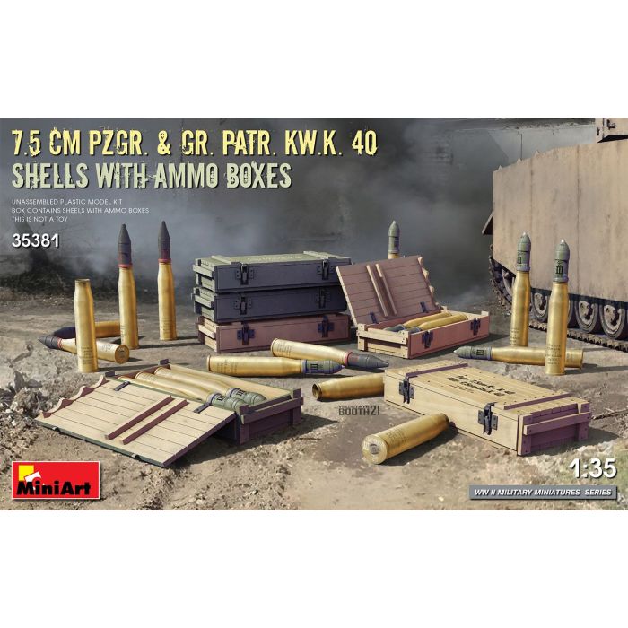 1/35 7.5 CM PZGR.en GR.PATR. KW.K. 40 SHELLS en BOXES 35381