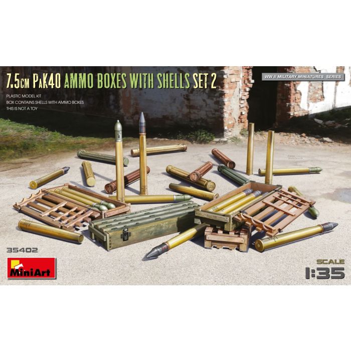 1/35 7.5CM PAK40 AMMO BOXES WITH SHELLS SET 2 35402