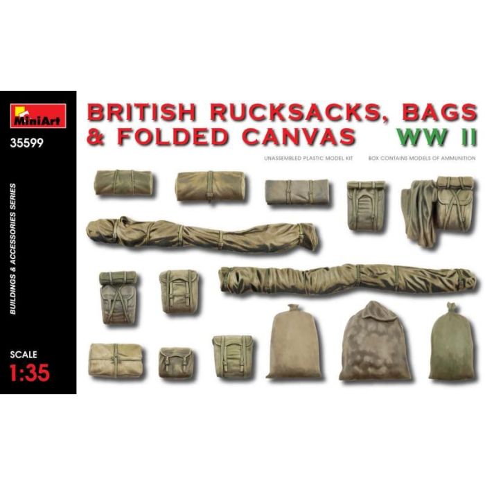 1/35 BRITISH RUCKSACKS BAGS en FOLDED CANVAS WWII 35599