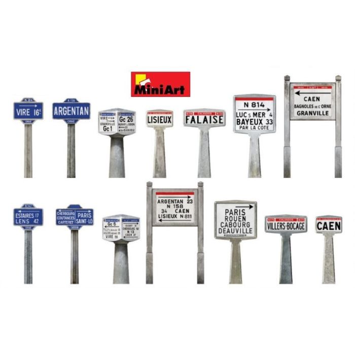 1/35 FRENCH CONCRETE ROAD SIGNS 1930-40'S NORMANDY 35669