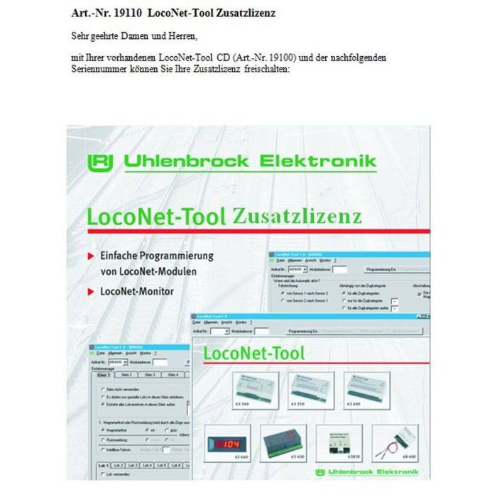 LOCONET-TOOL LICENTIE 19110