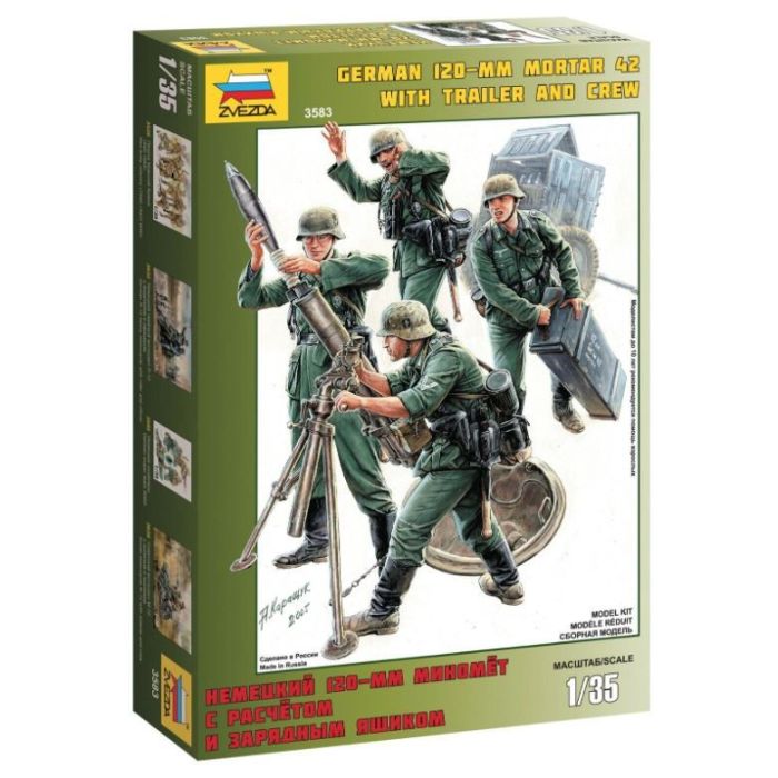 1/35 GERMAN 120-MM MORTAR 42 W. TRAILER en CREW 3583