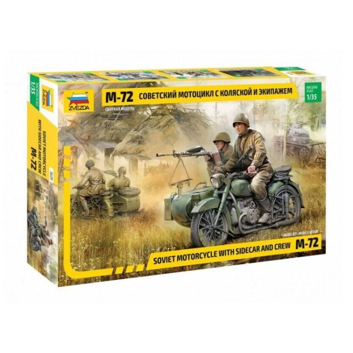 1/35 SOVIET MOTORCYCLE M-72 WITH SIDECAR en CREW WWII ** 3639