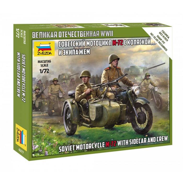 1/72 SOVIET MOTORCYCLE M-72 WITH SIDECAR AND CREW WWII 6277